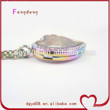 Stainless steel memory heart rainbow jewelry necklace